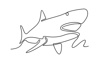 Fototapeta premium Continue line of shark icon