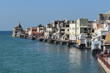 The Gomti river meets to a sea at the Dwarka, Gujarat