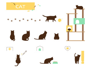 ねこのシルエット（線なし）