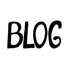 blog lettering hand written icon, sticker. sketch doodle style. vector, minimalism, monochrome. word.
