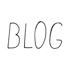 Obraz premium blog lettering hand written icon, sticker. sketch doodle style. vector, minimalism, monochrome. word.