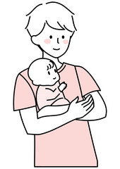 赤ちゃんを抱っこする父親