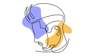 Modern abstract face. Continuous lines, minimalist concept. Beautiful pastel colors