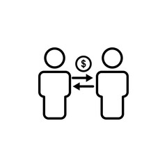 People line icon with dollar. teamwork, business symbol. Editable stroke. simple illustration mobile concept app line icon and web design. Editable stroke. Design template vector