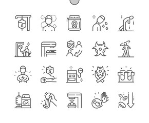 Chemotherapy. Intravenous therapy system. Radioactive cancer. Drugs and treatment. Health care, medical and medicine. Pixel Perfect Vector Thin Line Icons. Simple Minimal Pictogram