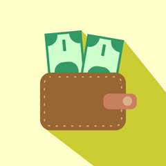 money in wallet flat design vector