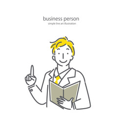 さわやかな若い男性セールスマンのシンプルでおしゃれな線画イラスト素材　二色