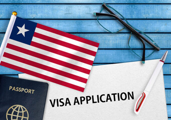 Visa application form and flag of Liberia