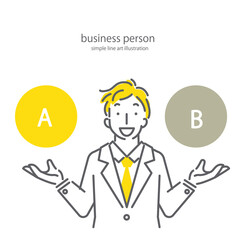 さわやかな若い男性セールスマンのシンプルでおしゃれな線画イラスト素材　二色