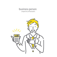 さわやかな若い男性セールスマンのシンプルでおしゃれな線画イラスト素材　二色