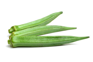 Fresh young okra isolated on white background