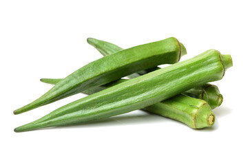 Fresh young okra isolated on white background