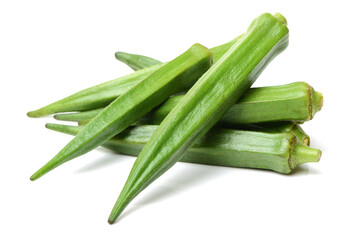 Fresh young okra isolated on white background