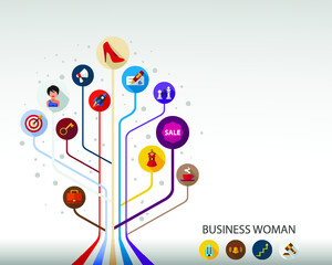 Business woman flat icon concept. Vector illustration. Element template for design.