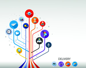 Obraz premium Delivery flat icon concept. Vector illustration. Element template for design.