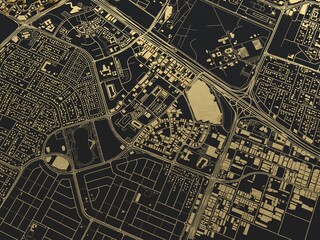 top view of the big city. illustration in casual graphic design. fragment of dubai 3d render