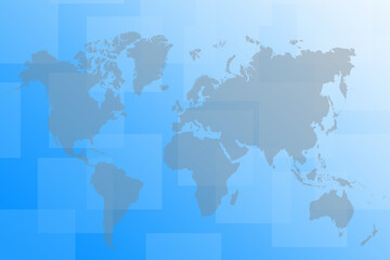 World map isolated on blue background