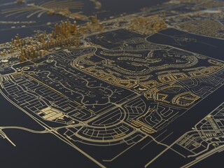 top view of the big city. illustration in casual graphic design. fragment of dubai 3d render