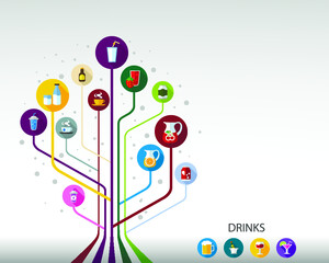 Obraz premium Drinks flat icon concept. Vector illustration. Element template for design.