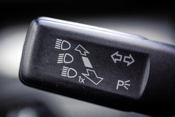 Wipers switch control isolated on white background. Adjusting speed of screen wipers in car. Wiper...