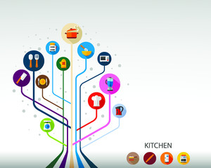 Obraz premium Kitchen flat icon concept. Vector illustration. Element template for design.