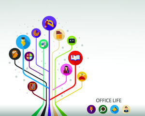 Obraz premium Office life flat icon concept. Vector illustration. Element template for design.