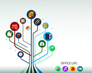 Obraz premium Office life flat icon concept. Vector illustration. Element template for design.