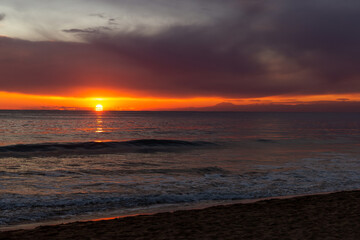 View of a sunset over a sea.
