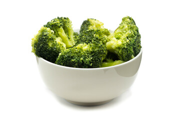 Broccoli in bowl isolated on white background