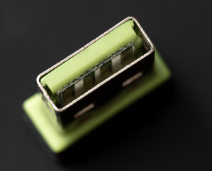 Flash drive on a black background.