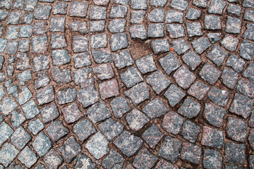 pavers road in the park. background of stones