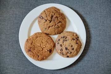 Traditional homemade Soft​ Cookies​ on table. View top.