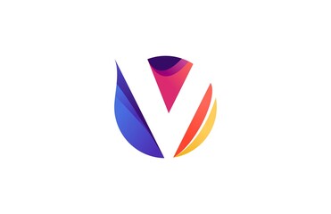 Abstract Minimal Initial V Logo Gradient Multicolor