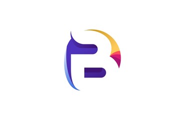 Abstract Minimal Initial B Logo Gradient Multicolor