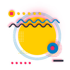 Memphis Paper Cut shapes for poster, card, flyer, brochure and web design. Pop Art and 80s style. Trendy Abstract Geometric Banner. Vintage Color.