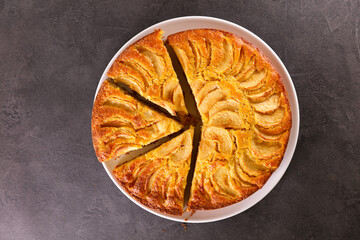 apple pie and slices- top view