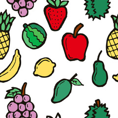 Seamless pattern of fruit icon isolated on white background
