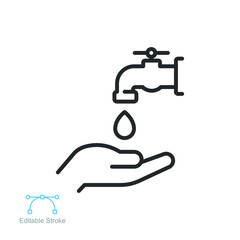 Ablution or washing hand icon. islamic wudu of religion collection. arabic prayer, outline style for ramadan, fasting, iftar . Editable stroke. Vector illustration design on white background EPS 10