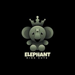 Vector Logo Illustration Elephant Gradient Colorful Style.