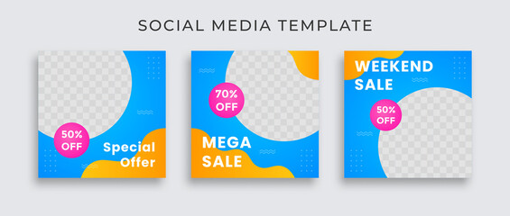 Editable template post for social media ad. web banner ads for fashion product promotion .design with blue and yellow color. 