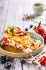 Sweet delicious cake. Freshly made delicious cake.