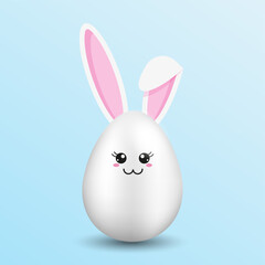 Easter egg. Easter egg with bunny ears on blue background. International Vector Celebration Illustration with Typography for Greeting Card or Party Invitation.