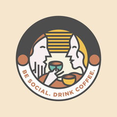 silhouette of man women drink coffee cafe logo design vector illustrations