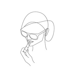 Woman Face Continuous One Line Vector Drawing. Style Template with Abstract Female Face. Modern Minimalist Simple Linear Style. Beauty Fashion Design