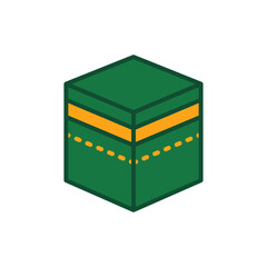 Ramadan icon filled outline Eid, fasting, islam, kaaba, muslim, qibla icon. Kaabah mecca, makkah. Eid Al-fitr mubarak, hajj, Muslim the holy place Vector illustration design on white background EPS 10