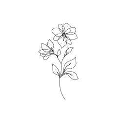 Bloem één lijntekening. Doorlopende lijn van eenvoudige bloemillustratie. Abstracte hedendaagse botanische ontwerpsjabloon voor minimalistische Covers, t-Shirt Print, briefkaart, banner enz. Vector Eps 10.