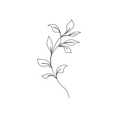 Flower One Line Drawing. Continuous Line of Simple Flower Illustration. Abstract Contemporary Botanical Design Template for Minimalist Covers, t-Shirt Print, Postcard, Banner etc. Vector EPS 10.