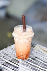 milk tea or thai tea or bubble tea