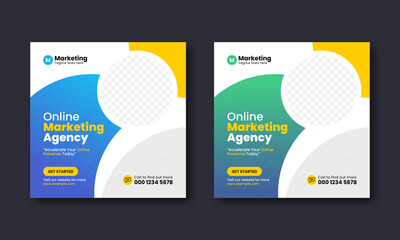 Corporate social media post design. Digital and online marketing social media banner design template.