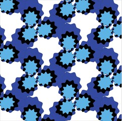 A star effect design in blue, black, purple and white